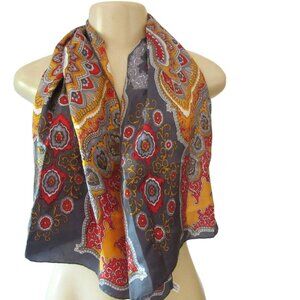 Vintage Baar & Beards Italian Hand Rolled Silk Scarf 15 X 44" Rectangular Scarf